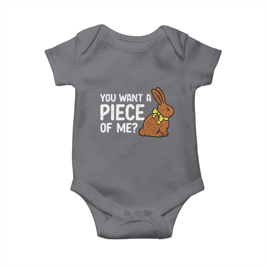 You Want A Piece Of Me Baby Onesie Funny Easter Chocolate Bunny