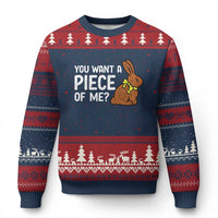 You Want A Piece Of Me Ugly Christmas Sweater Funny Easter Chocolate Bunny