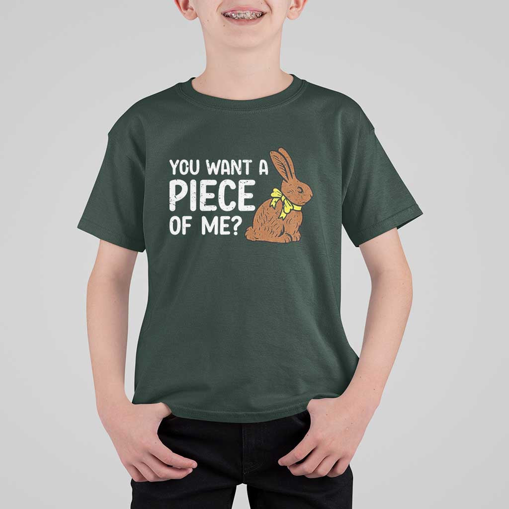 You Want A Piece Of Me T Shirt For Kid Funny Easter Chocolate Bunny