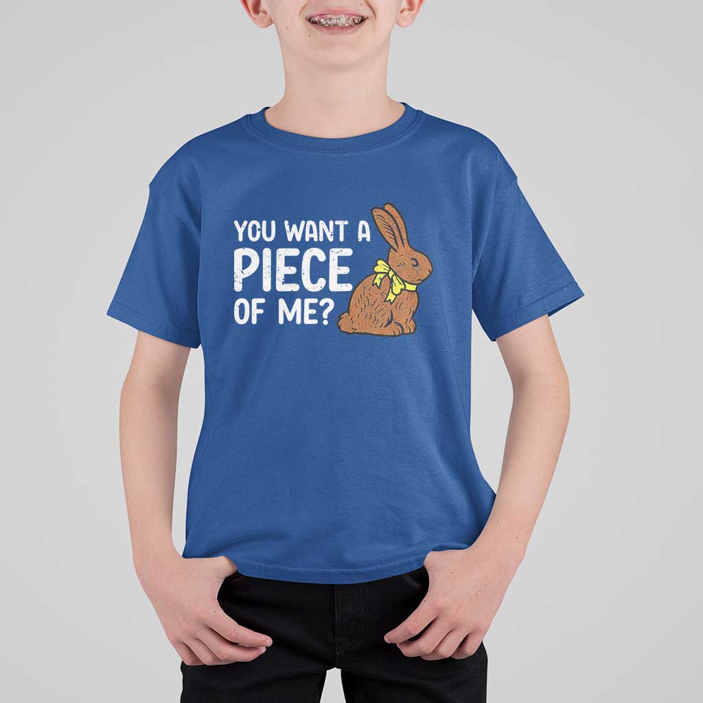 You Want A Piece Of Me T Shirt For Kid Funny Easter Chocolate Bunny