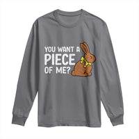 You Want A Piece Of Me Long Sleeve Shirt Funny Easter Chocolate Bunny