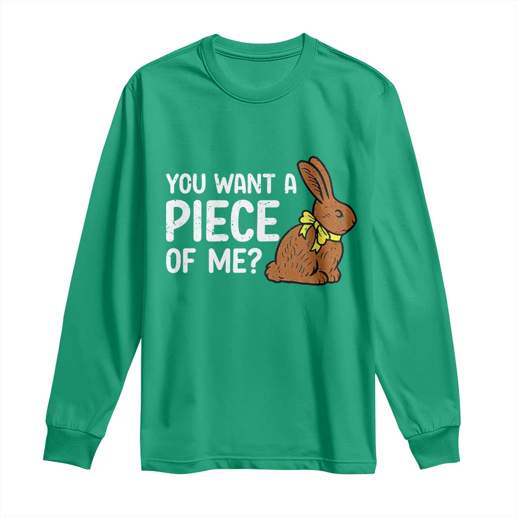 You Want A Piece Of Me Long Sleeve Shirt Funny Easter Chocolate Bunny