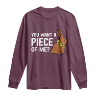 You Want A Piece Of Me Long Sleeve Shirt Funny Easter Chocolate Bunny