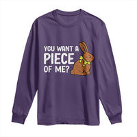 You Want A Piece Of Me Long Sleeve Shirt Funny Easter Chocolate Bunny