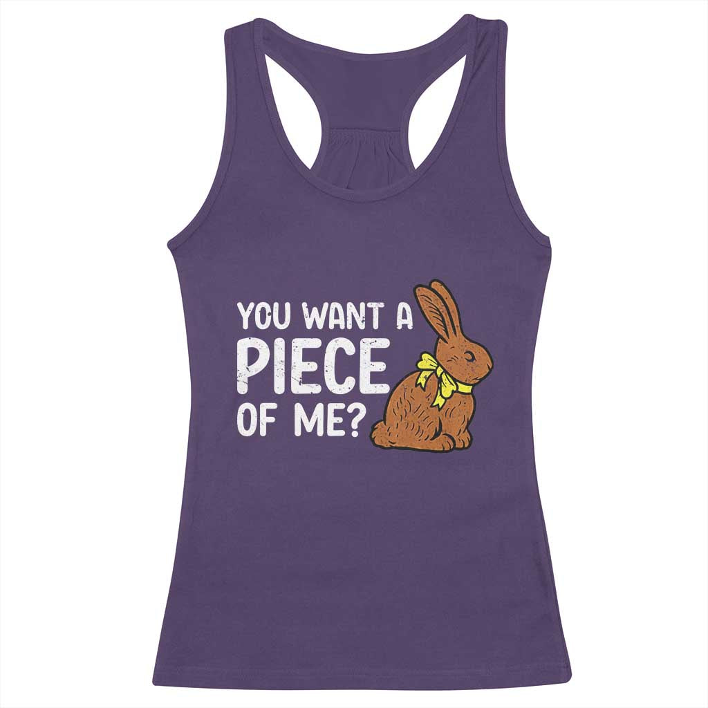 You Want A Piece Of Me Racerback Tank Top Funny Easter Chocolate Bunny