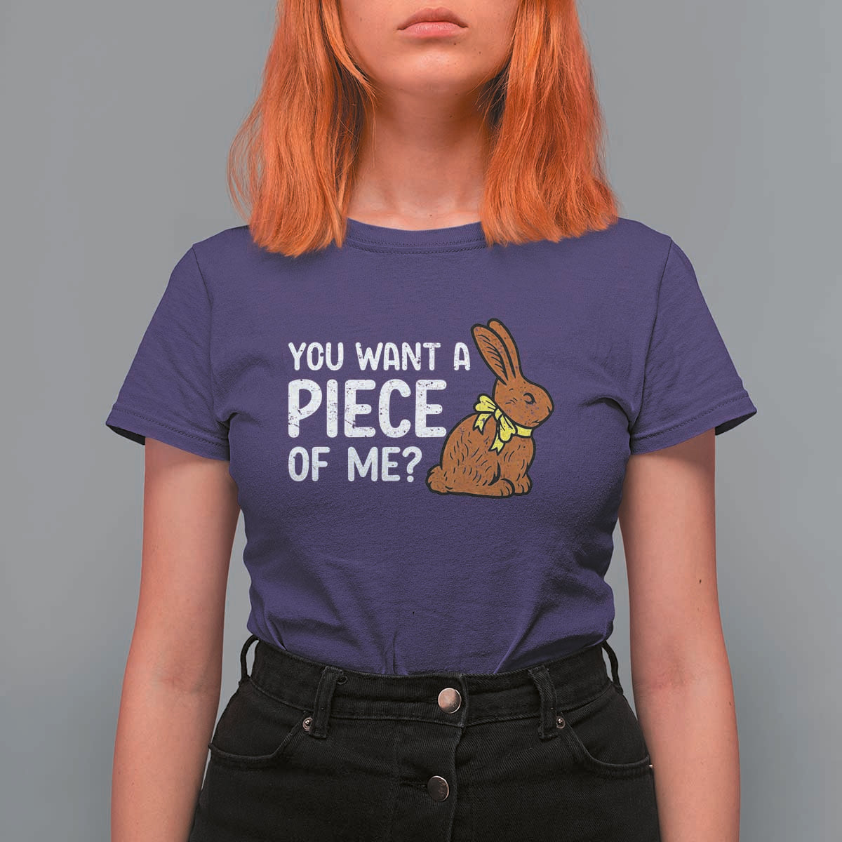 You Want A Piece Of Me T Shirt For Women Funny Easter Chocolate Bunny