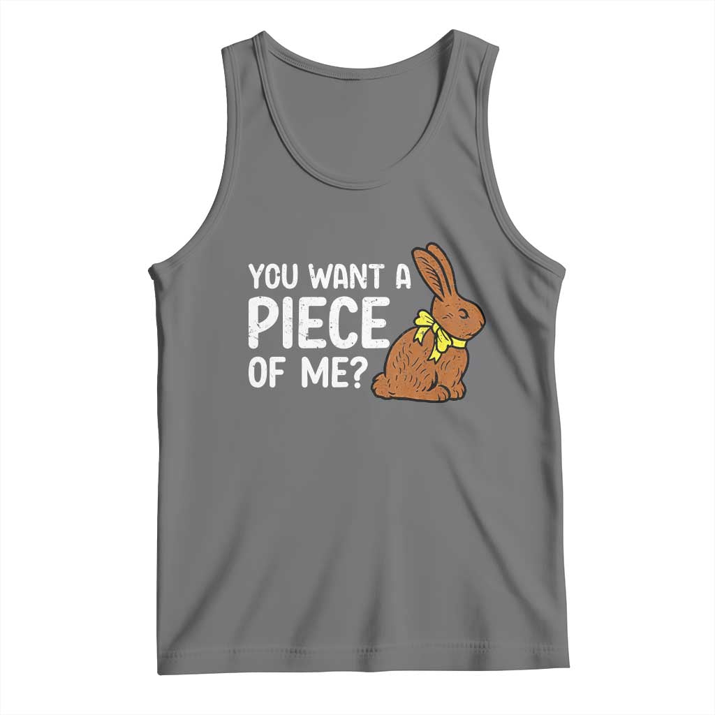 You Want A Piece Of Me Tank Top Funny Easter Chocolate Bunny