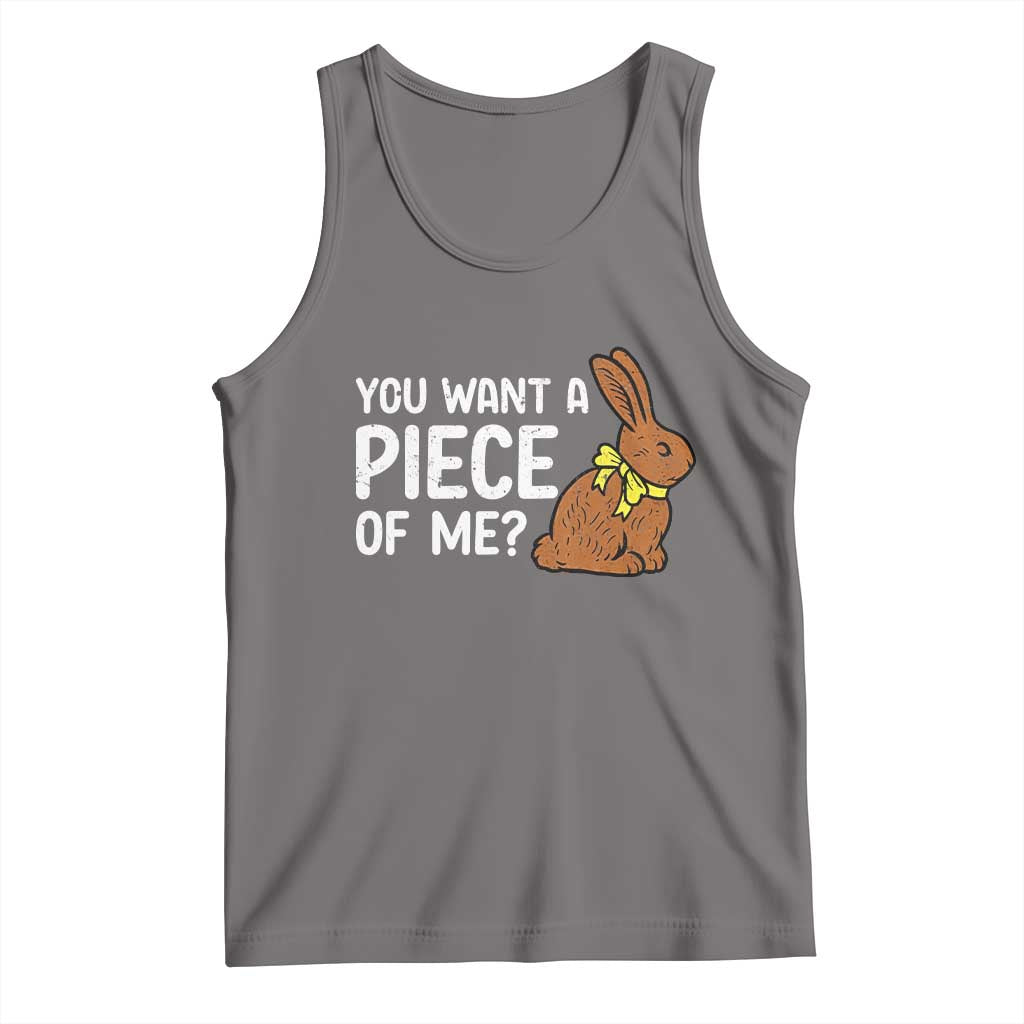 You Want A Piece Of Me Tank Top Funny Easter Chocolate Bunny