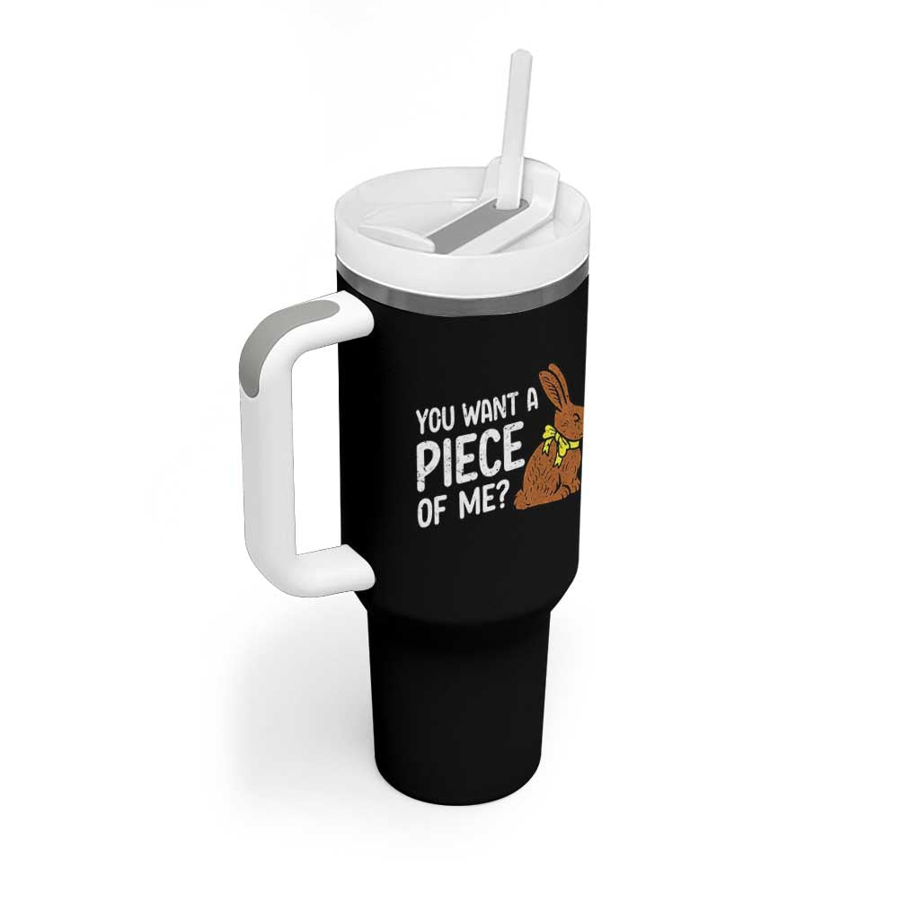You Want A Piece Of Me Tumbler With Handle Funny Easter Chocolate Bunny