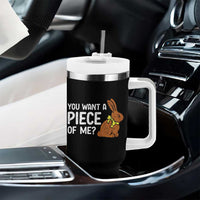 You Want A Piece Of Me Tumbler With Handle Funny Easter Chocolate Bunny