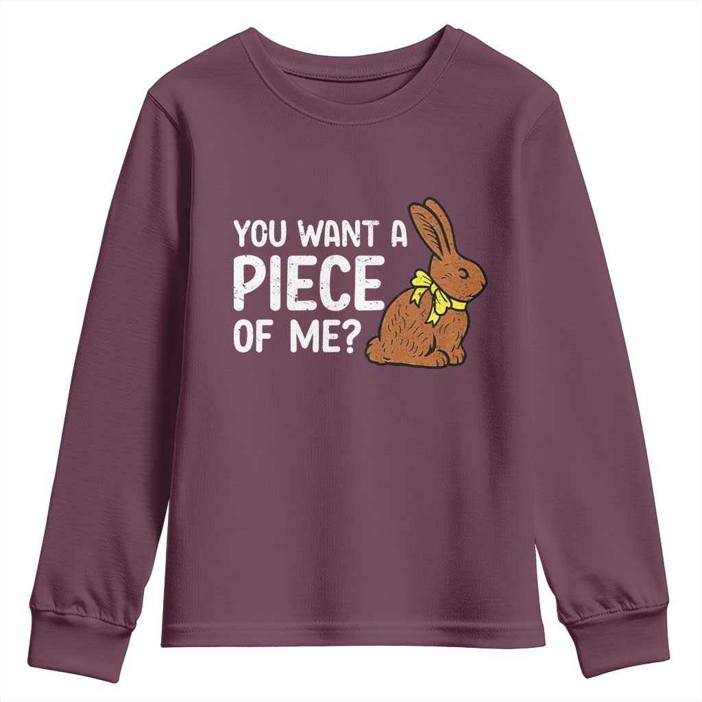 You Want A Piece Of Me Youth Sweatshirt Funny Easter Chocolate Bunny
