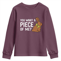 You Want A Piece Of Me Youth Sweatshirt Funny Easter Chocolate Bunny