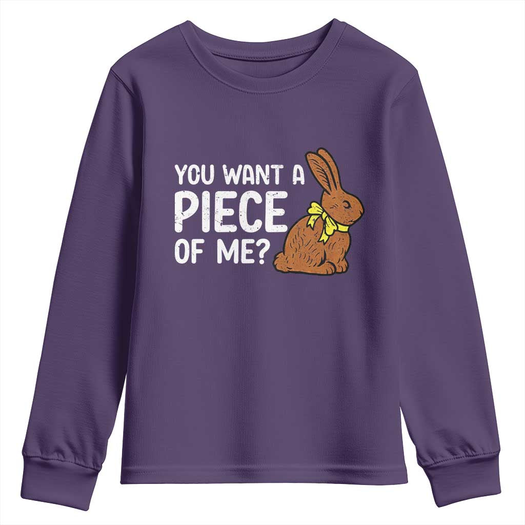 You Want A Piece Of Me Youth Sweatshirt Funny Easter Chocolate Bunny