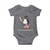 Flight was Never an Option Baby Onesie Funny Penguin Knife Sarcastic American Flag