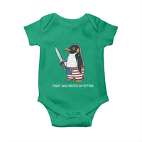 Flight was Never an Option Baby Onesie Funny Penguin Knife Sarcastic American Flag
