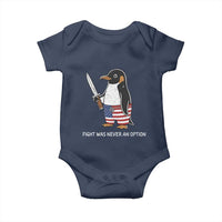 Flight was Never an Option Baby Onesie Funny Penguin Knife Sarcastic American Flag