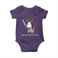 Flight was Never an Option Baby Onesie Funny Penguin Knife Sarcastic American Flag