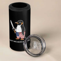 Flight was Never an Option 4 in 1 Can Cooler Tumbler Funny Penguin Knife Sarcastic American Flag