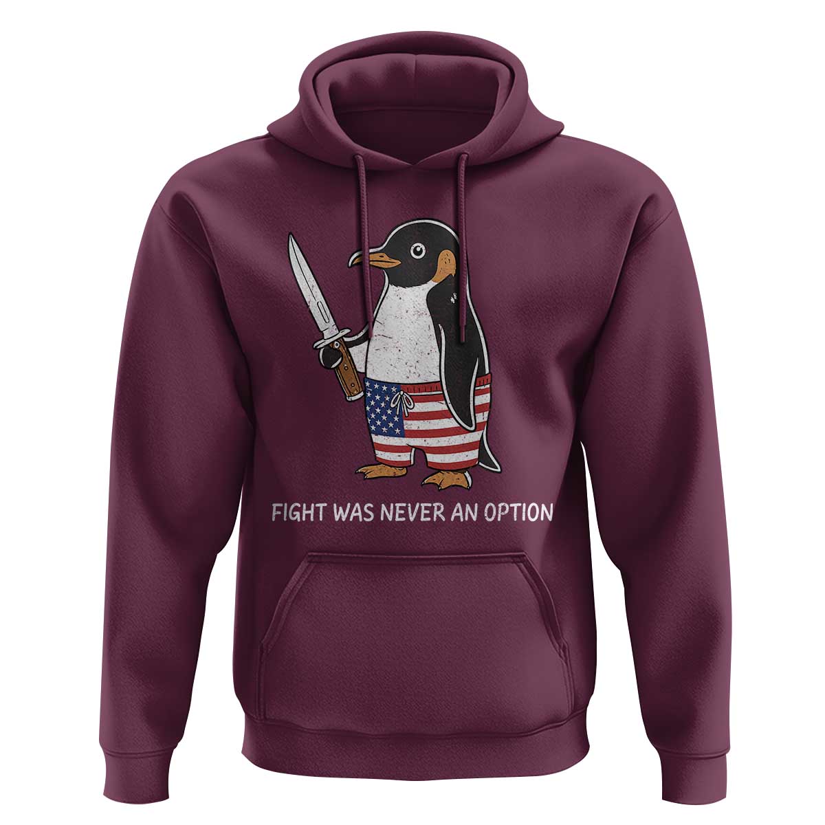 Flight was Never an Option Hoodie Funny Penguin Knife Sarcastic American Flag