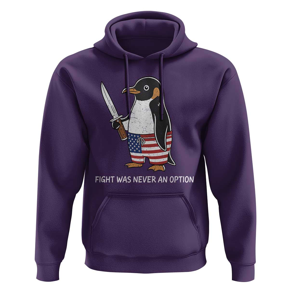Flight was Never an Option Hoodie Funny Penguin Knife Sarcastic American Flag