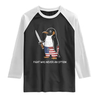 Flight was Never an Option Raglan Shirt Funny Penguin Knife Sarcastic American Flag