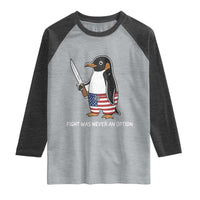 Flight was Never an Option Raglan Shirt Funny Penguin Knife Sarcastic American Flag