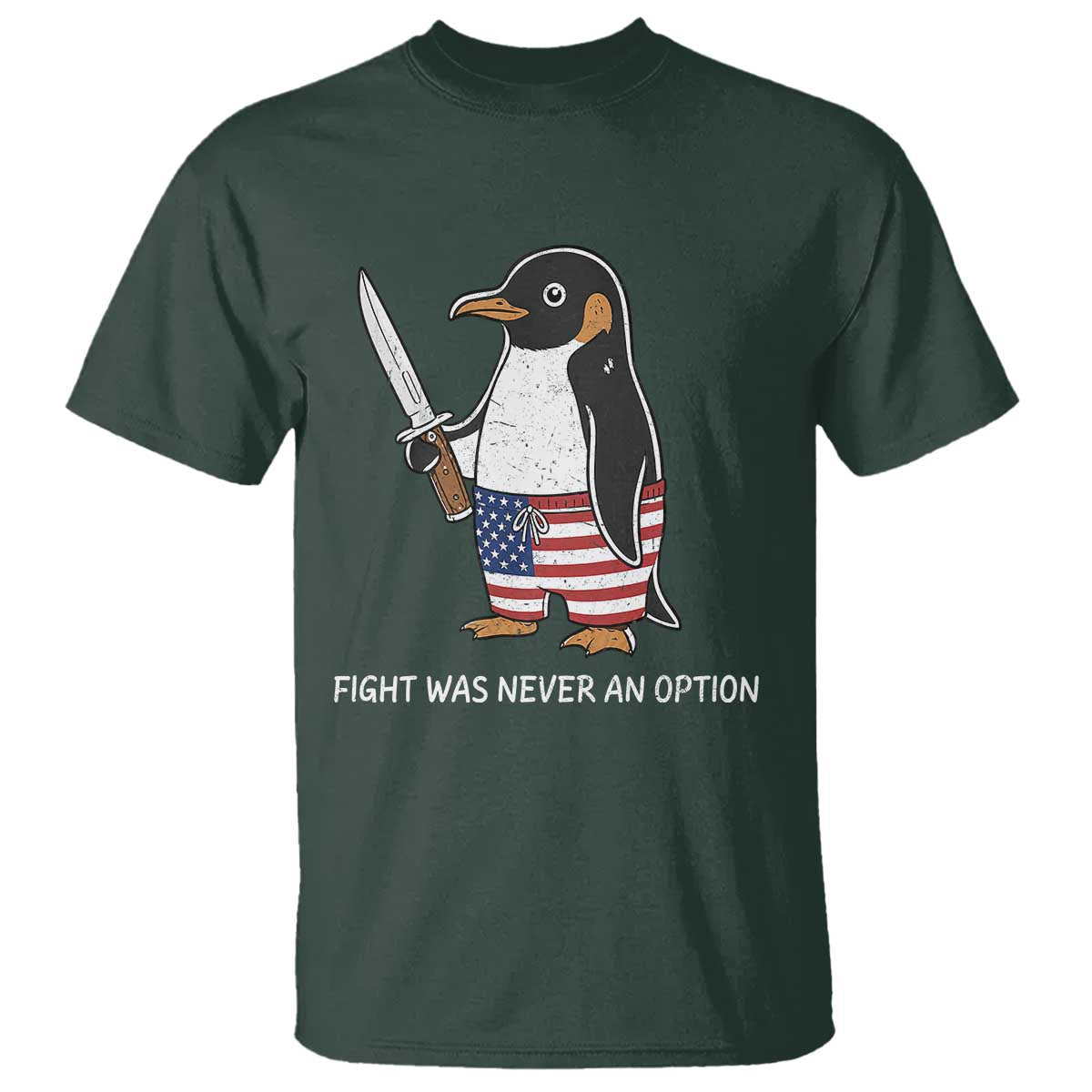 Flight was Never an Option T Shirt Funny Penguin Knife Sarcastic American Flag