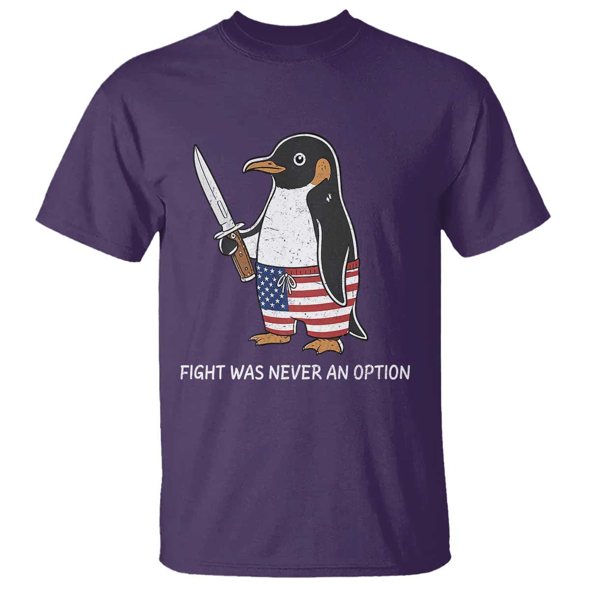 Flight was Never an Option T Shirt Funny Penguin Knife Sarcastic American Flag