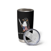 Flight was Never an Option Tumbler Cup Funny Penguin Knife Sarcastic American Flag
