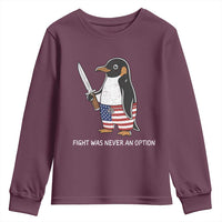 Flight was Never an Option Youth Sweatshirt Funny Penguin Knife Sarcastic American Flag