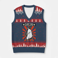 Flight was Never an Option V-Neck Knit Sweater Vest Funny Penguin Knife Sarcastic