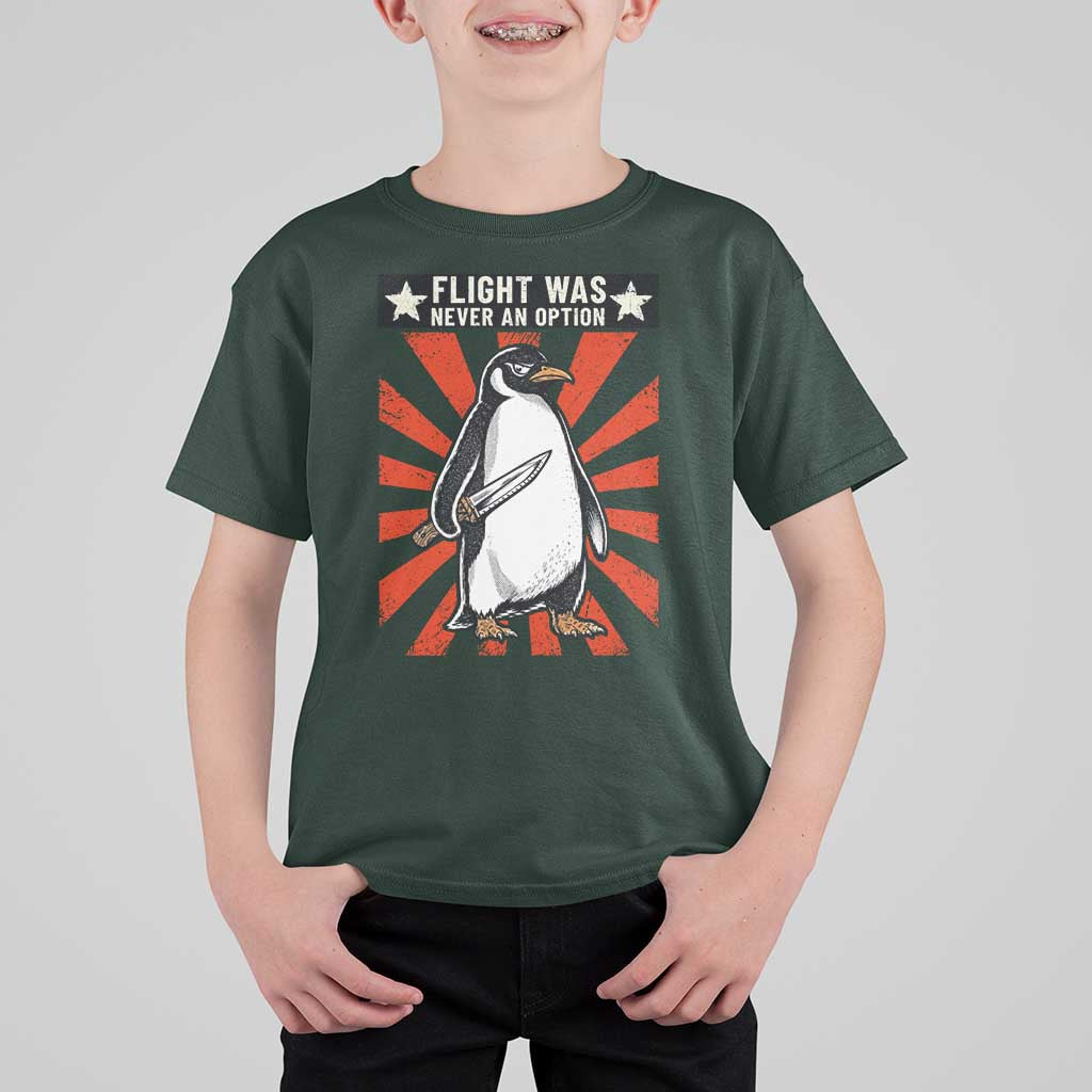 Flight was Never an Option T Shirt For Kid Funny Penguin Knife Sarcastic