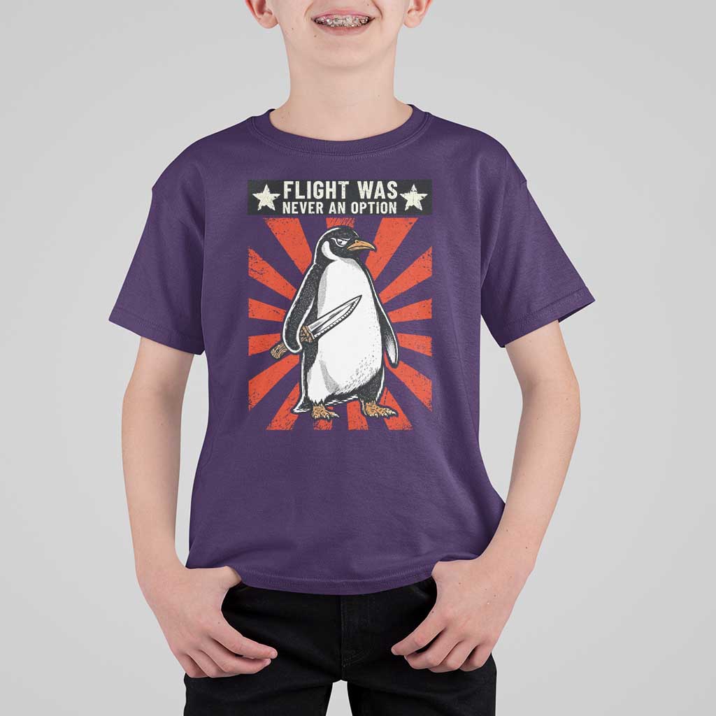 Flight was Never an Option T Shirt For Kid Funny Penguin Knife Sarcastic