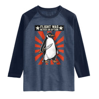 Flight was Never an Option Raglan Shirt Funny Penguin Knife Sarcastic