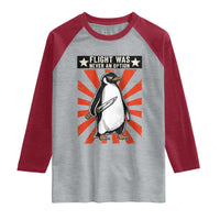 Flight was Never an Option Raglan Shirt Funny Penguin Knife Sarcastic