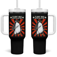 Flight was Never an Option Tumbler With Handle Funny Penguin Knife Sarcastic