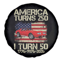 America Turns 250 I Turn 50 1976 50th Birthday Spare Tire Cover Sports Car Retro Americana
