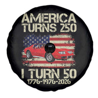 America Turns 250 I Turn 50 1976 50th Birthday Spare Tire Cover Sports Car Retro Americana