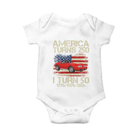 America Turns 250 I Turn 50 1976 50th Birthday Baby Onesie Sports Car Retro Americana