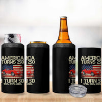 America Turns 250 I Turn 50 1976 50th Birthday 4 in 1 Can Cooler Tumbler Sports Car Retro Americana