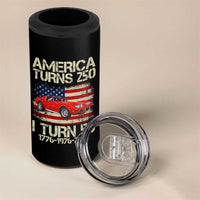 America Turns 250 I Turn 50 1976 50th Birthday 4 in 1 Can Cooler Tumbler Sports Car Retro Americana