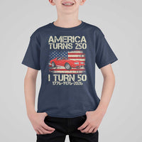 America Turns 250 I Turn 50 1976 50th Birthday T Shirt For Kid Sports Car Retro Americana