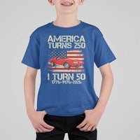 America Turns 250 I Turn 50 1976 50th Birthday T Shirt For Kid Sports Car Retro Americana