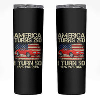 America Turns 250 I Turn 50 1976 50th Birthday Skinny Tumbler Sports Car Retro Americana