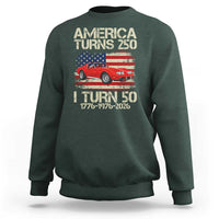 America Turns 250 I Turn 50 1976 50th Birthday Sweatshirt Sports Car Retro Americana