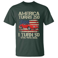 America Turns 250 I Turn 50 1976 50th Birthday T Shirt Sports Car Retro Americana