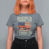 America Turns 250 I Turn 50 1976 50th Birthday T Shirt For Women Sports Car Retro Americana