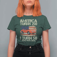 America Turns 250 I Turn 50 1976 50th Birthday T Shirt For Women Sports Car Retro Americana