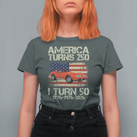 America Turns 250 I Turn 50 1976 50th Birthday T Shirt For Women Sports Car Retro Americana