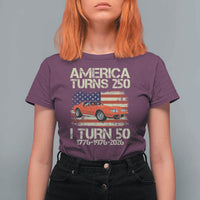 America Turns 250 I Turn 50 1976 50th Birthday T Shirt For Women Sports Car Retro Americana